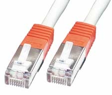 FTP Cross-Over Patch-Kabel Cat. 5E, grau mit rotem Stecker, 10,0 m