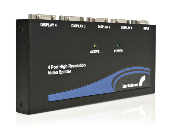 4 Port High-Resolution 350 MHz VGA Video Splitter / Distribution Amplifier