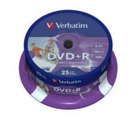 DVD+R Verbatim 4,7GB 25pcs Pack 16x Spindel wide printable retai