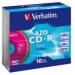 43308/KIT Verbatim CD-R 700MB 80Min 48x Color SlimCase 10pk