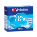 94760 Verbatim CD-R 80MIN 700MB 52X DataLifePlus Branded 10pk Slim Cases